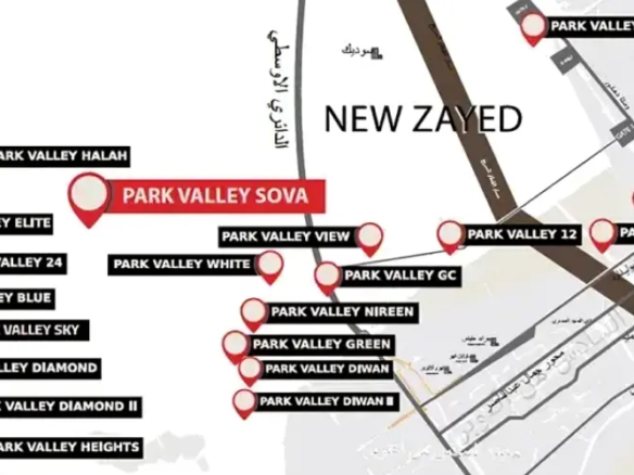 الموقع الاستراتيجي ل كمبوند بارك فالي سوفا 2 زايد الجديدة